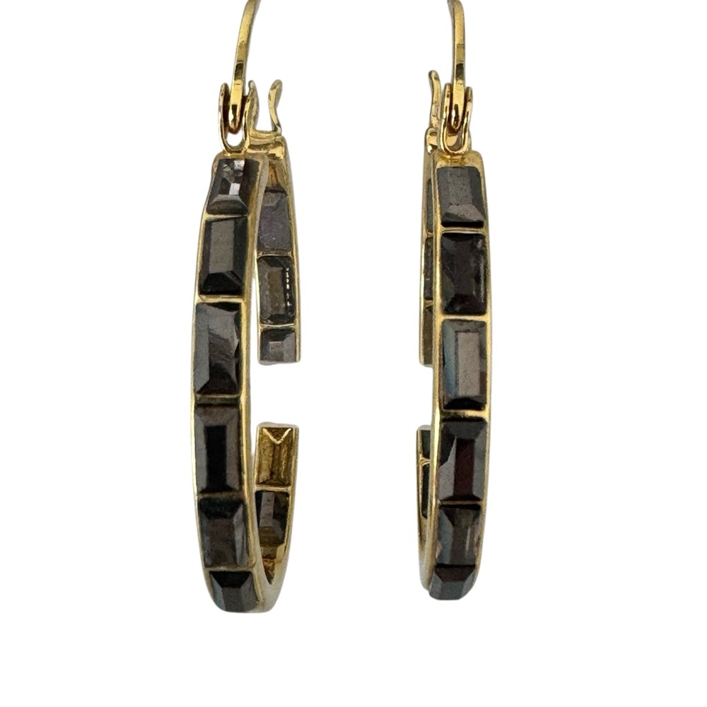 Gold and Black Geometric Hoop Earrings